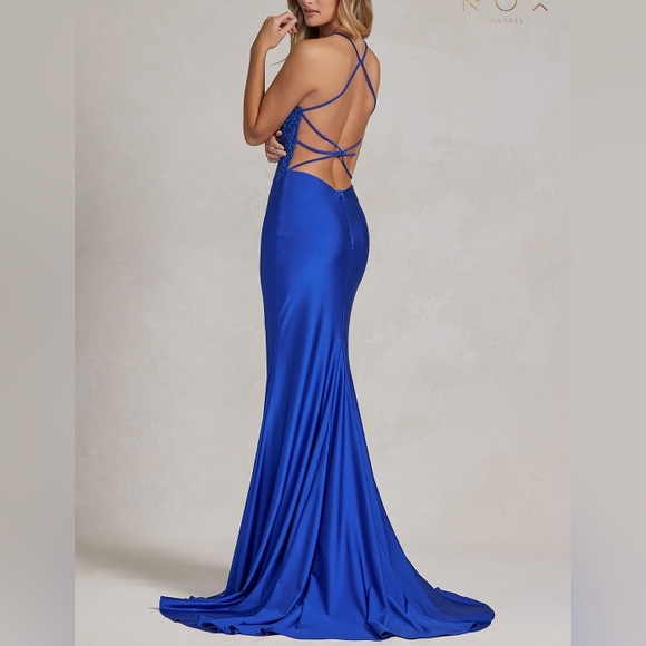Sweetheart Floor-length Lace Appliqued Gown Royal Blue Plus Size